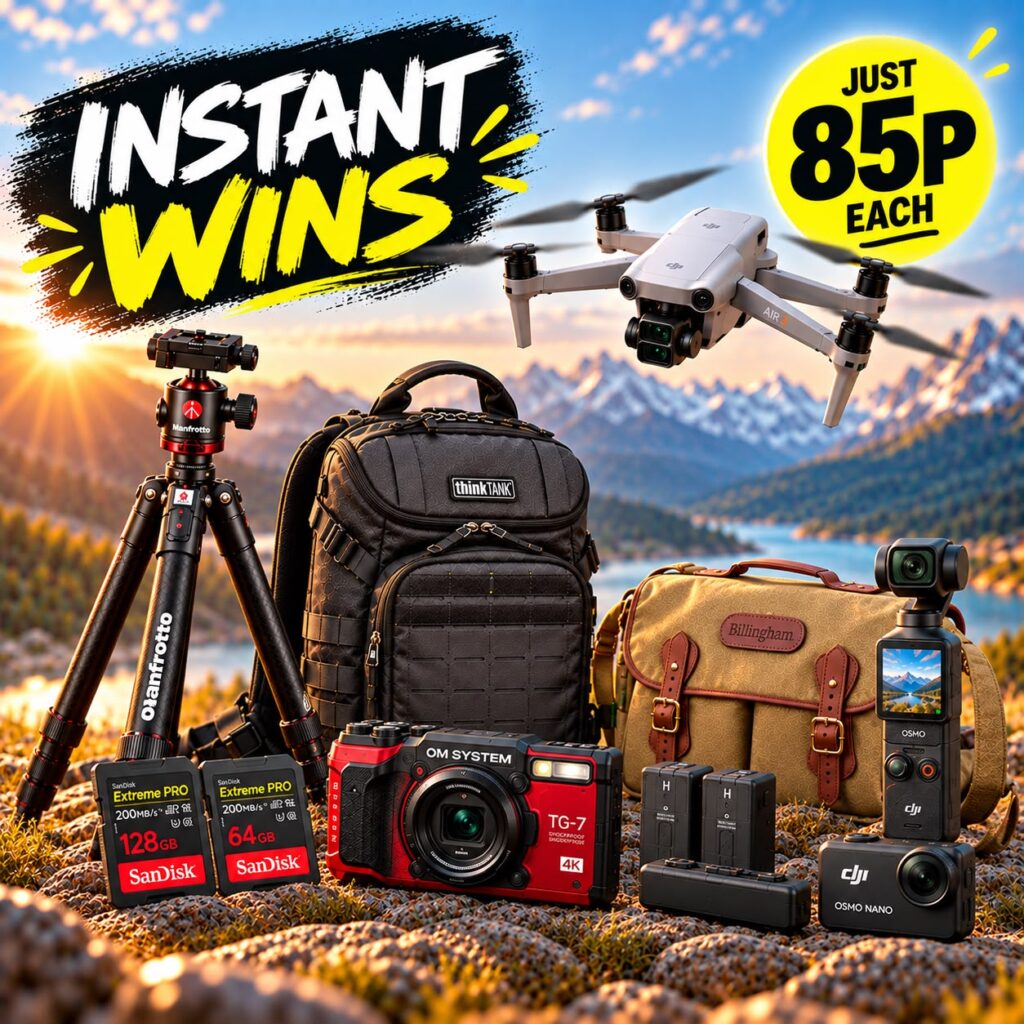 Instant Wins! DJI Drones & Mini-Cams - Tripods - Memory cards & Bags - Cash & more!