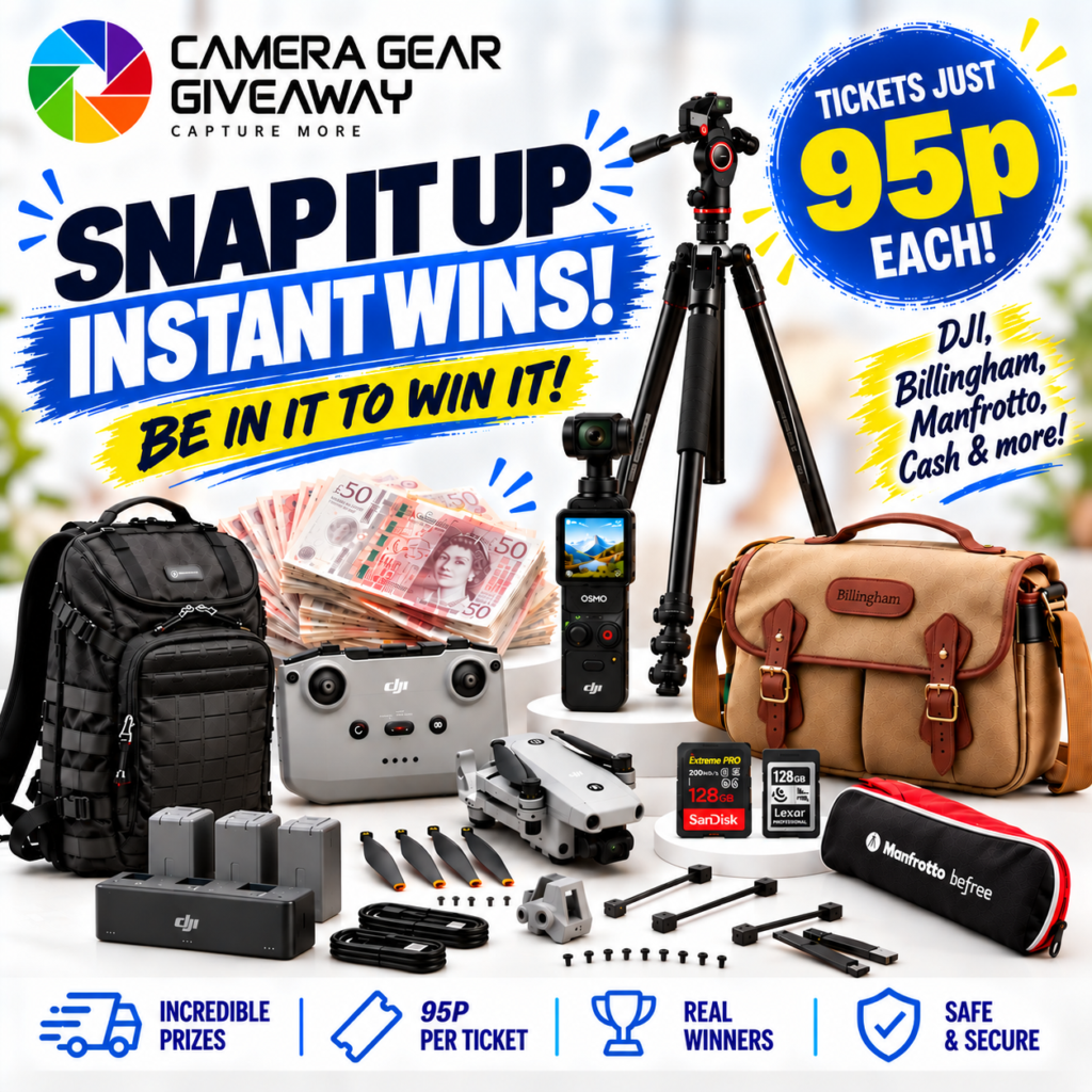Snap It Up Instant Wins! DJI Drones & Mini-Cams, Tripods & Bags - Cash & More!